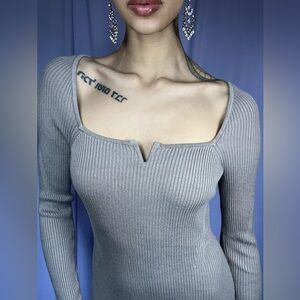 Abercrombie & Fitch Beige Ribbed Knit Long Sleeve Sweater Dress Women Size S Tan